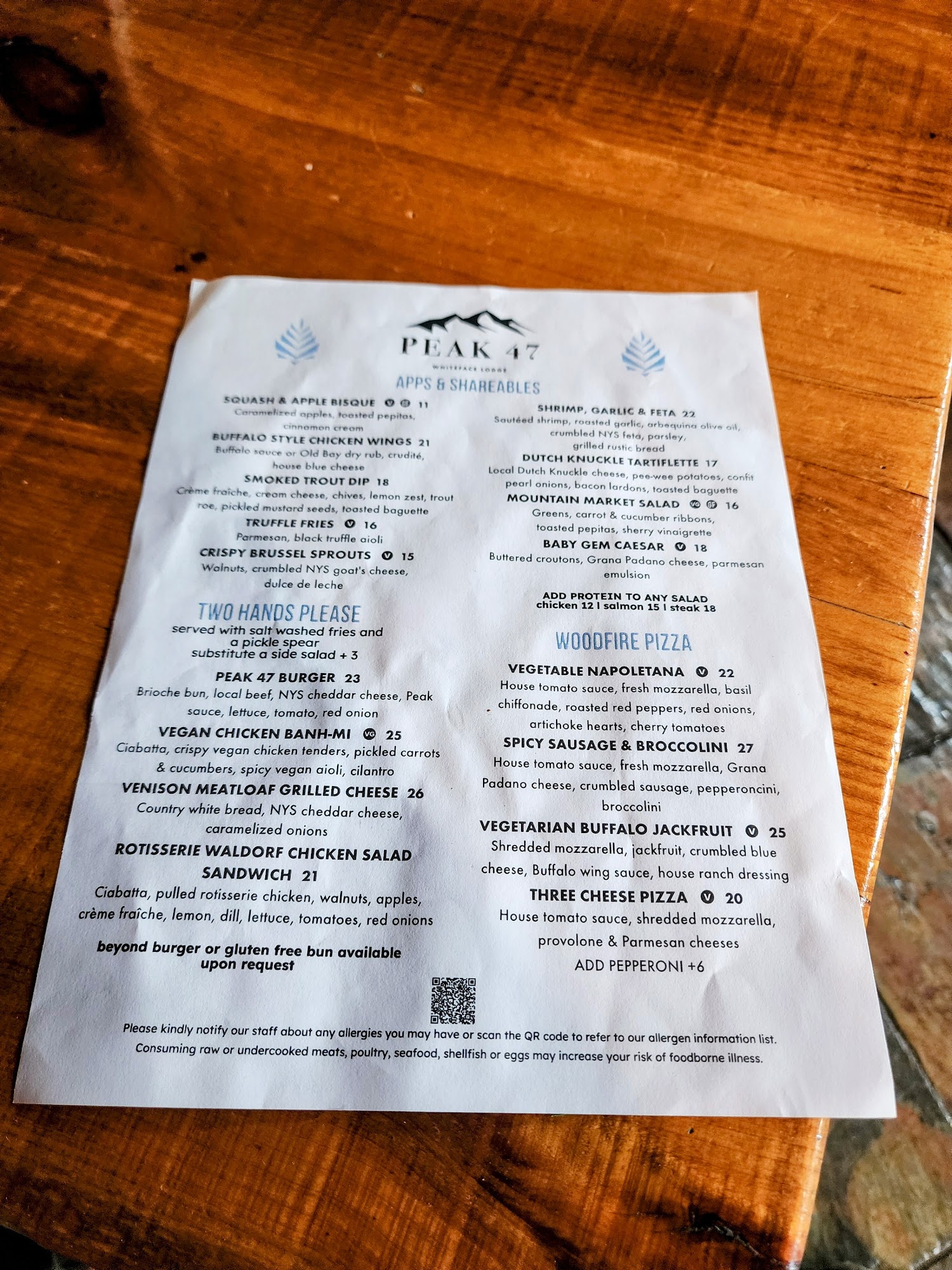 Peak 47 Menu