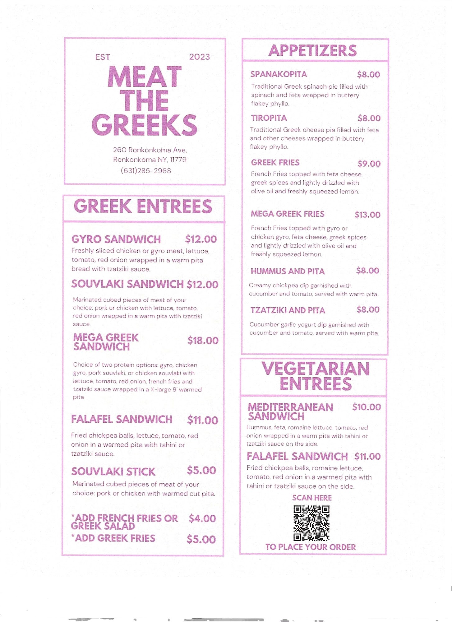 Meat The Greeks Menu