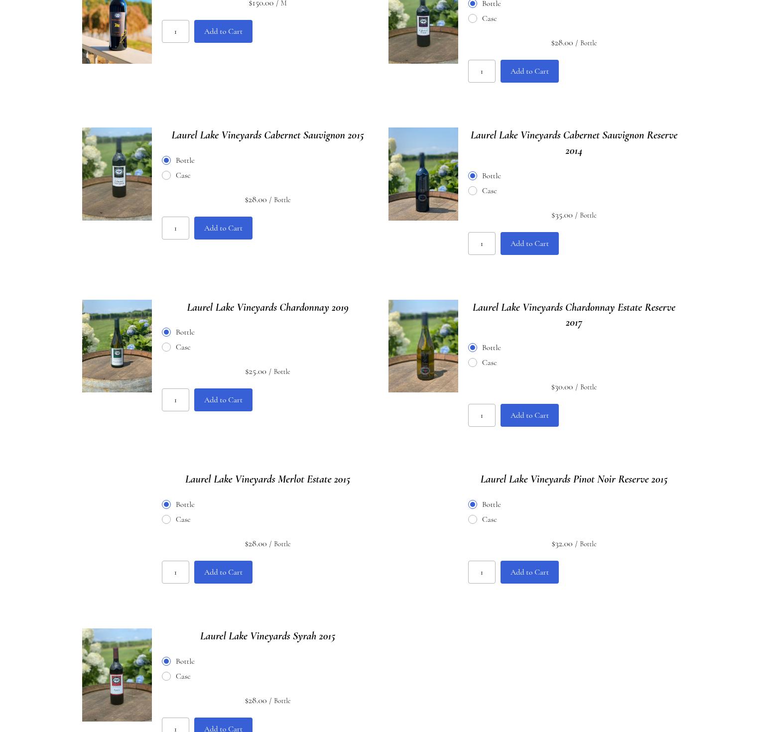 Ev&Em Vineyards Menu