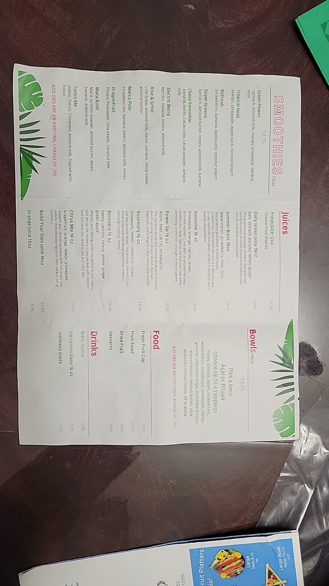 Green Lips Juice & Acai Bar Menu