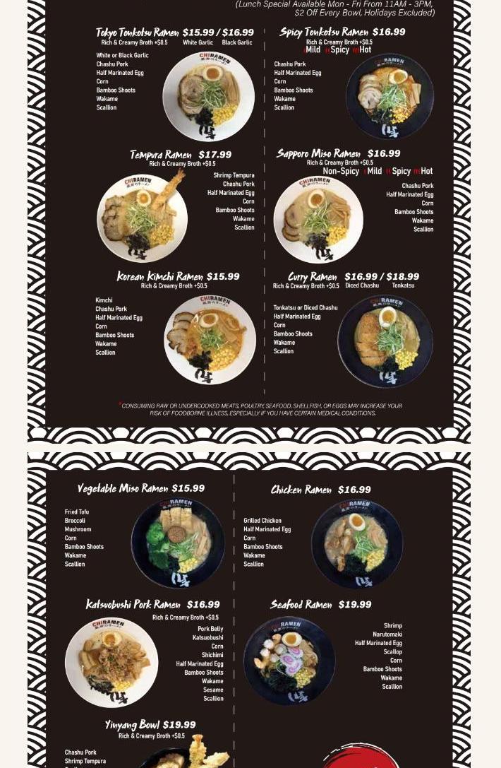Chi Ramen Menu