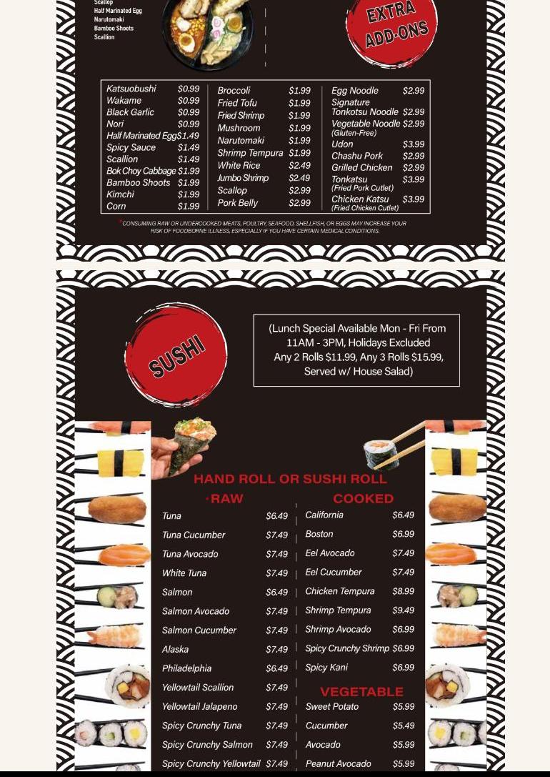 Chi Ramen Menu