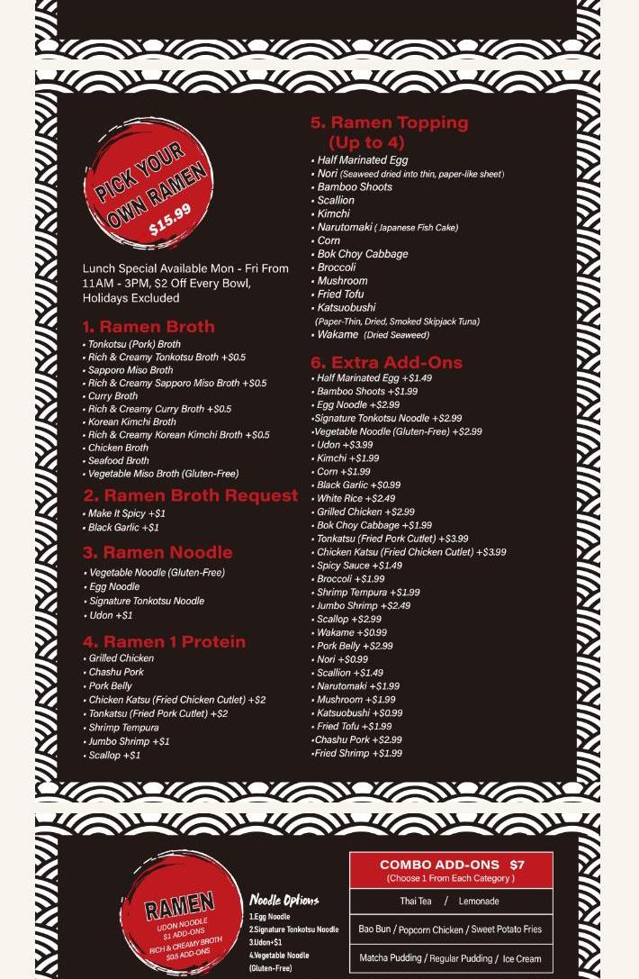 Chi Ramen Menu