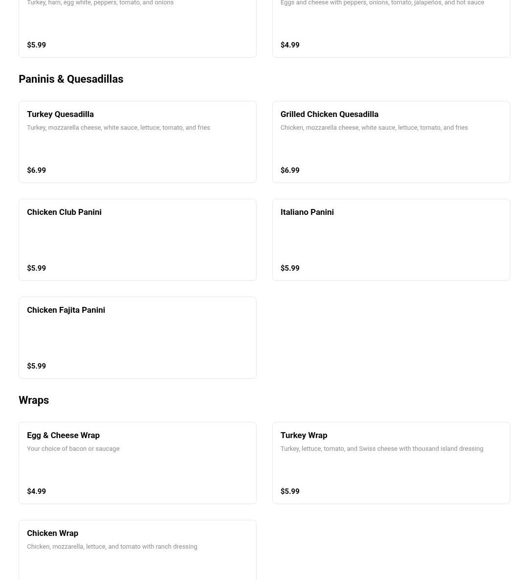 12st Gourmet Deli Menu