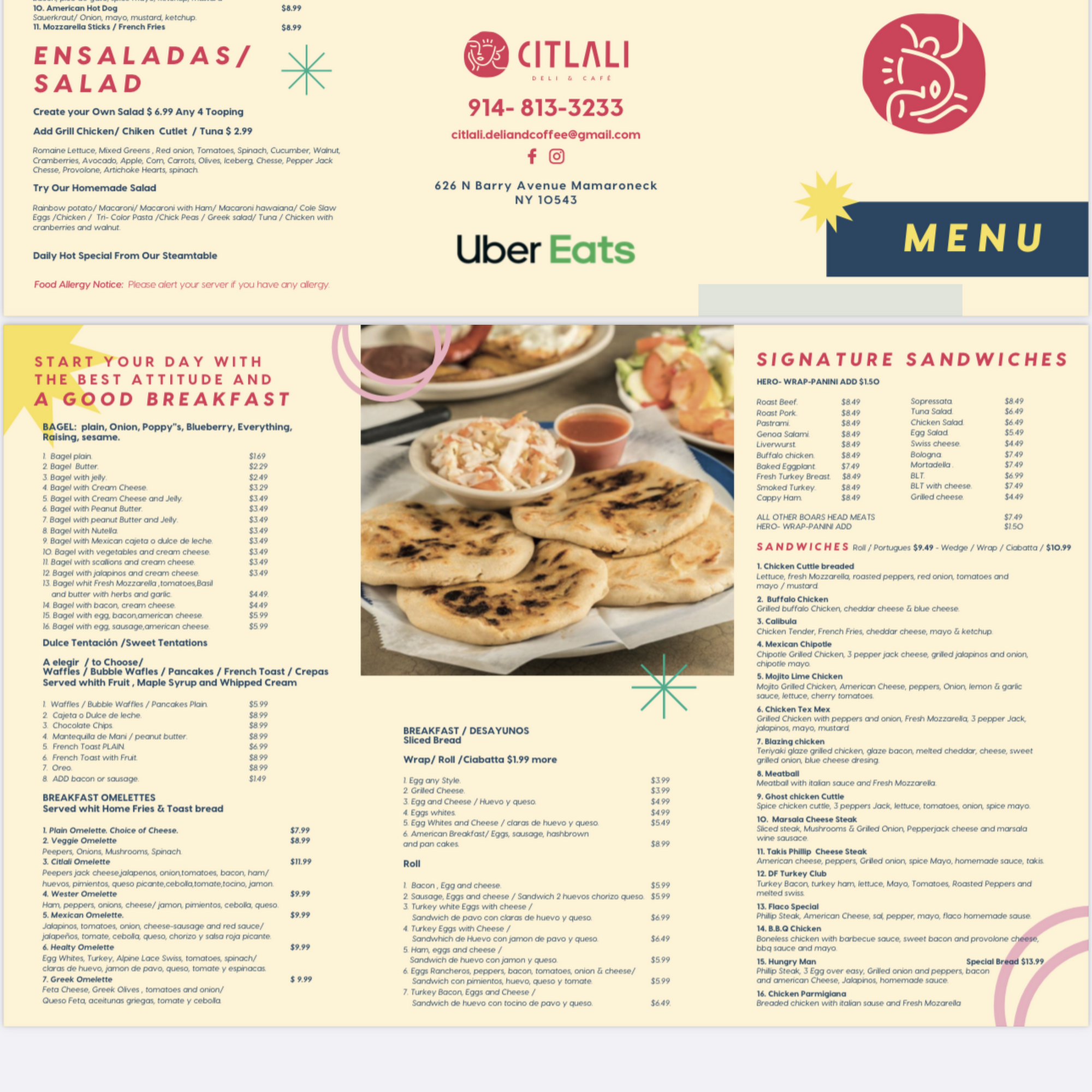 Citlali Deli & Cafe Menu