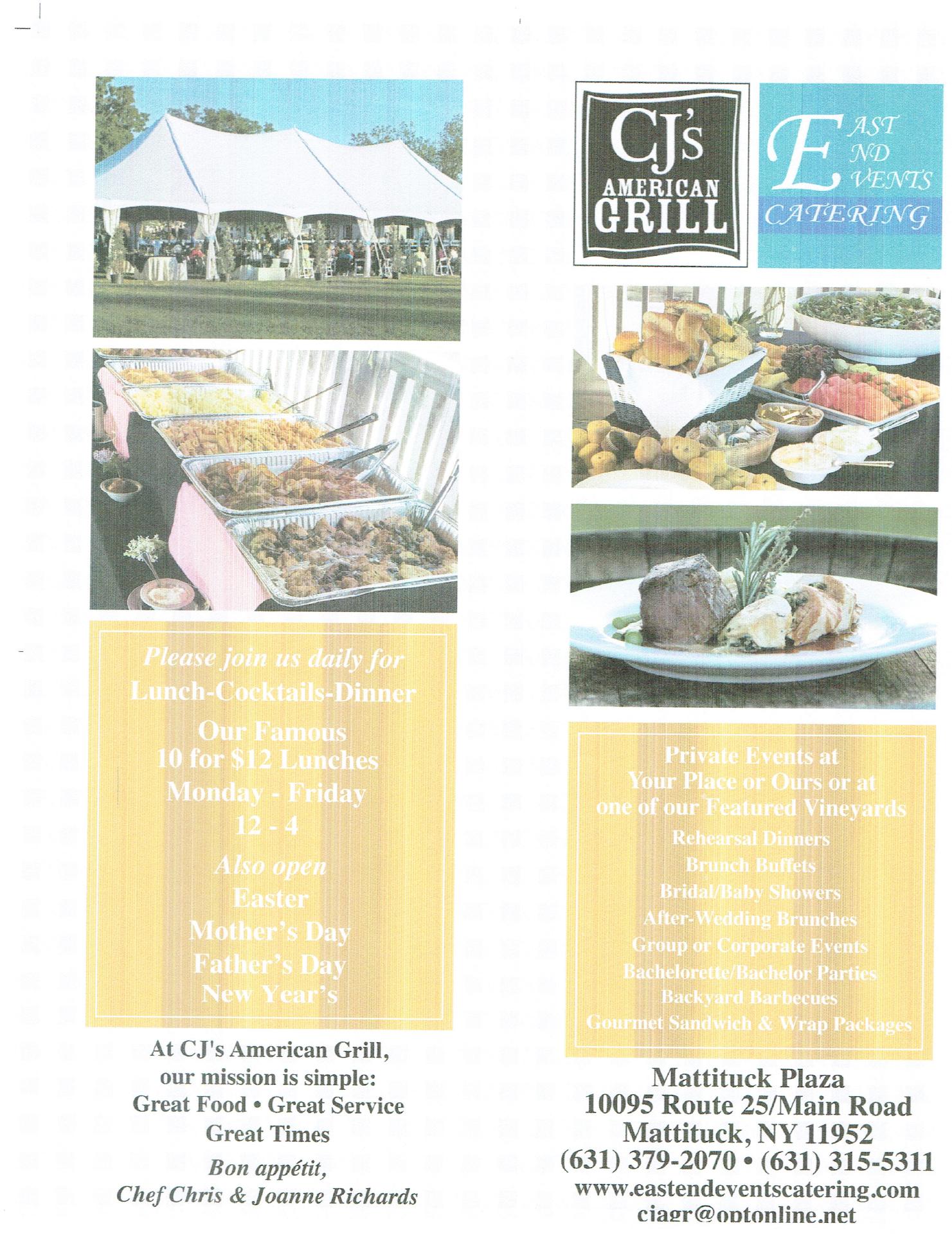 East End Events Catering Menu
