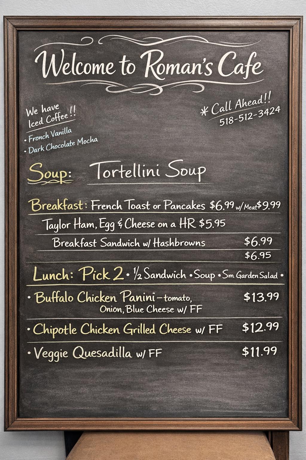 Romans Cafe Menu