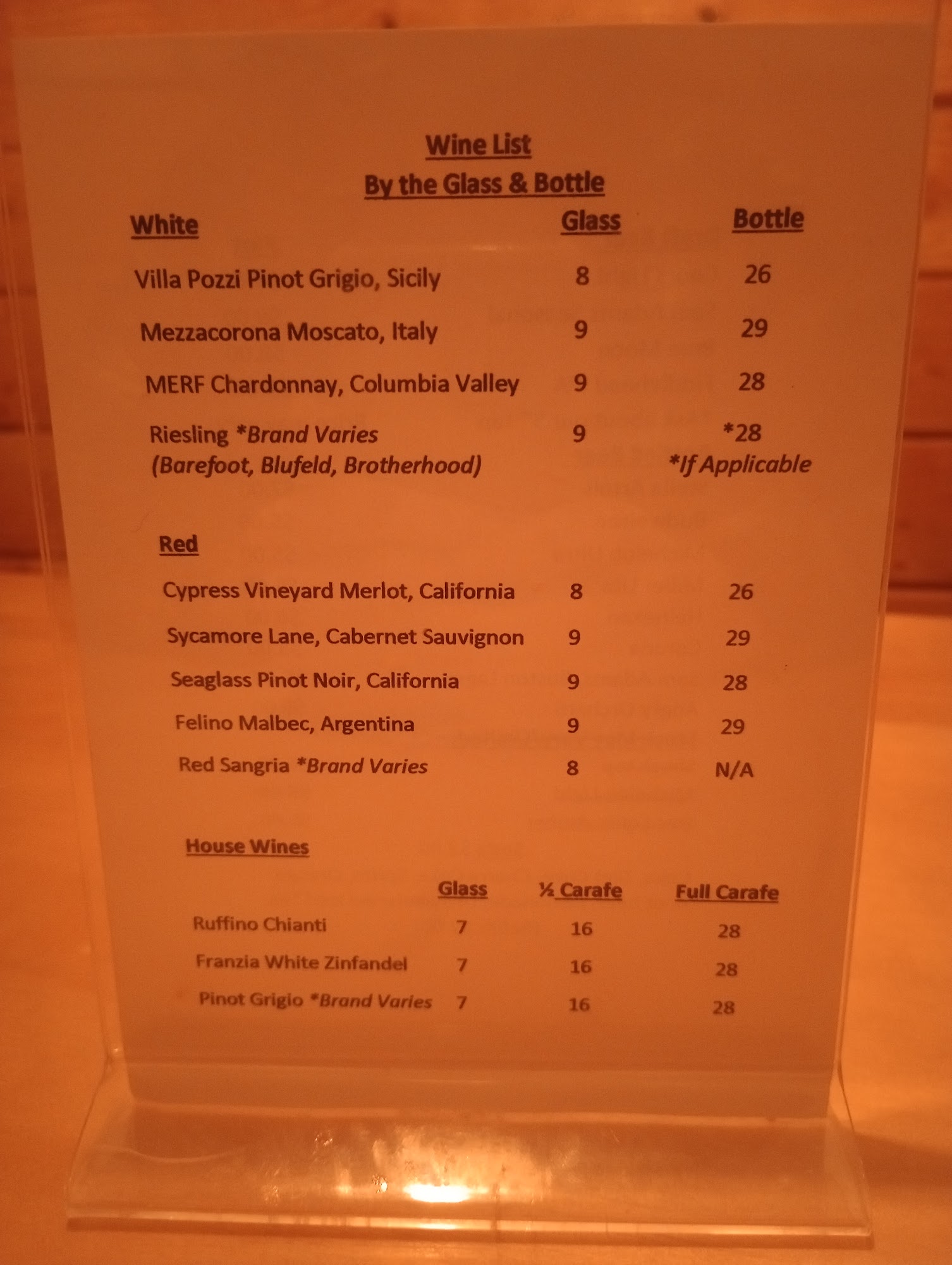 Hubies Menu
