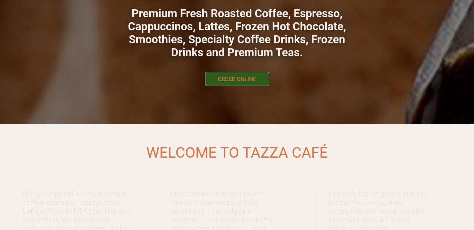 Tazza Cafe - Millwood Menu