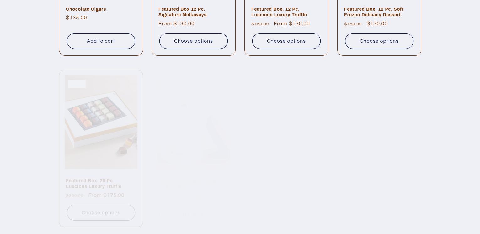 Upperclass artisan chocolate Menu