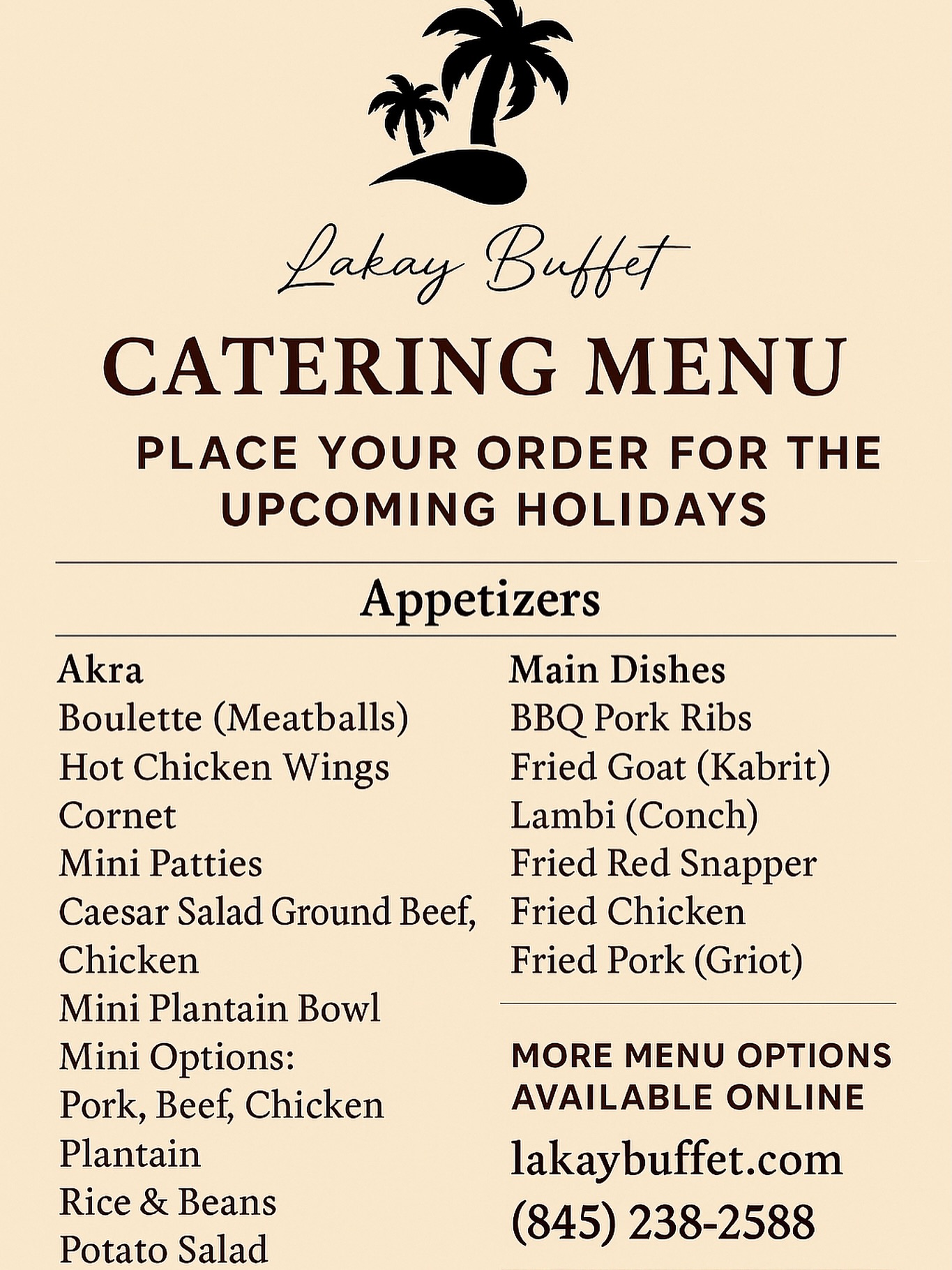 Lakay Buffet Menu