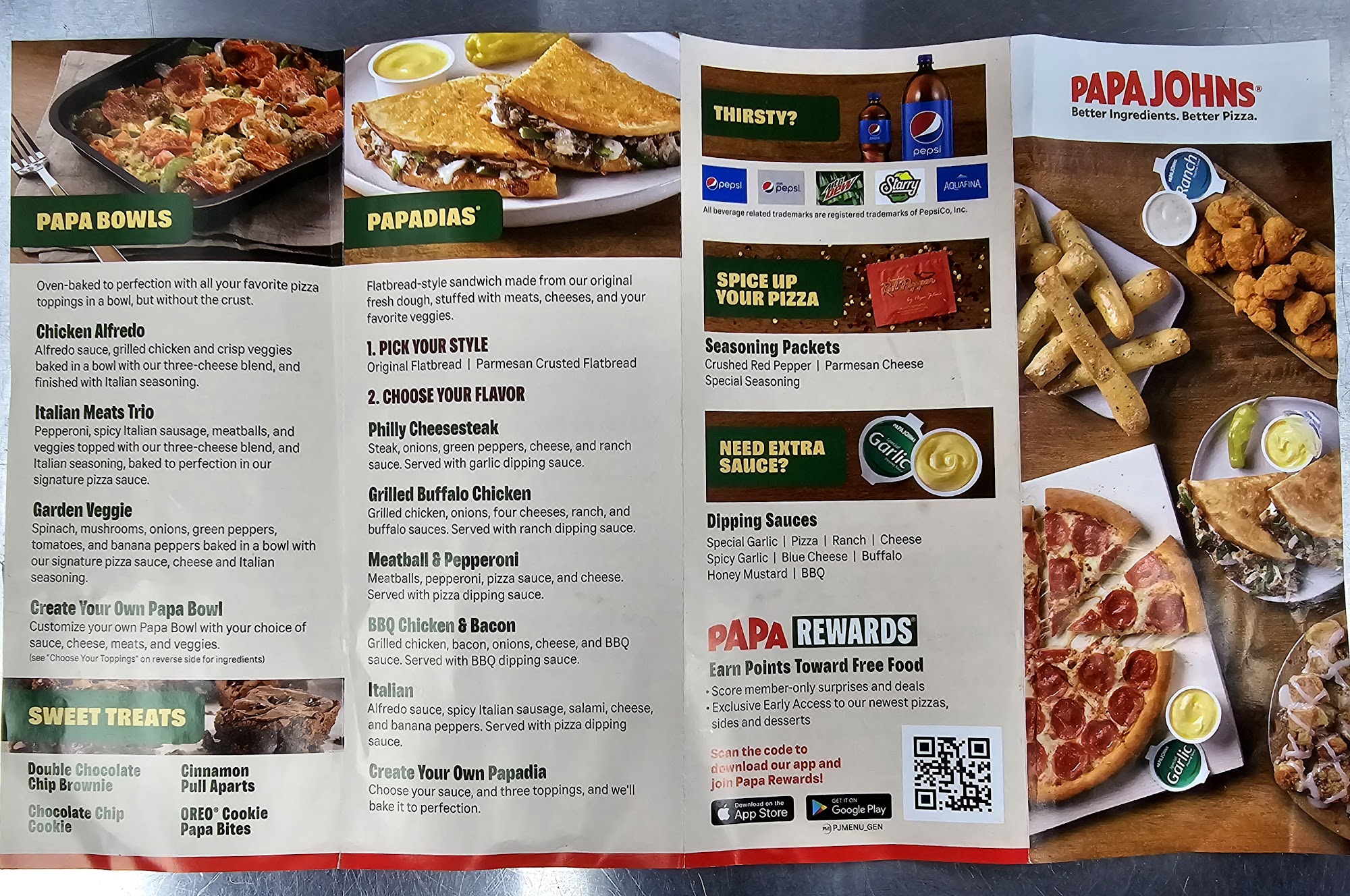 Papa Johns Pizza Menu