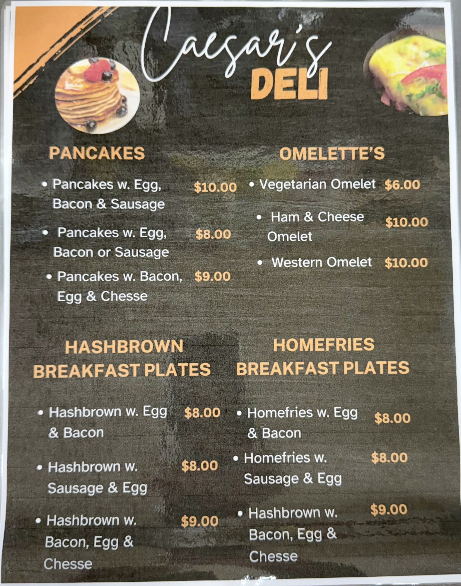 Caesar's Grocery Deli Menu