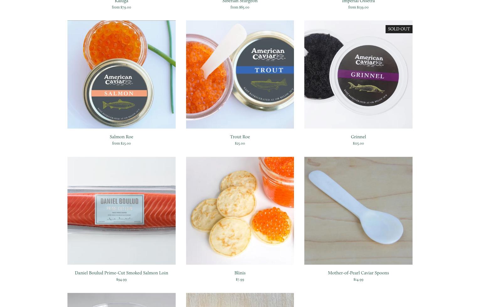 American Caviar Menu