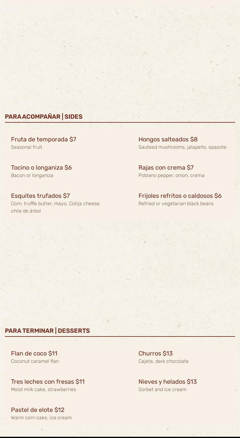 Casa Carmen Flatiron Menu