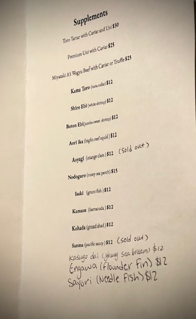 Sekai Omakase Menu
