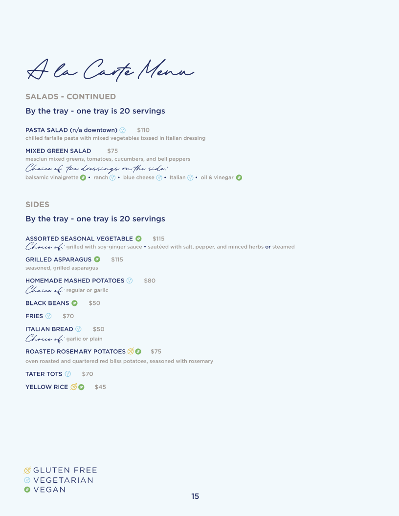 The East Wing Menu