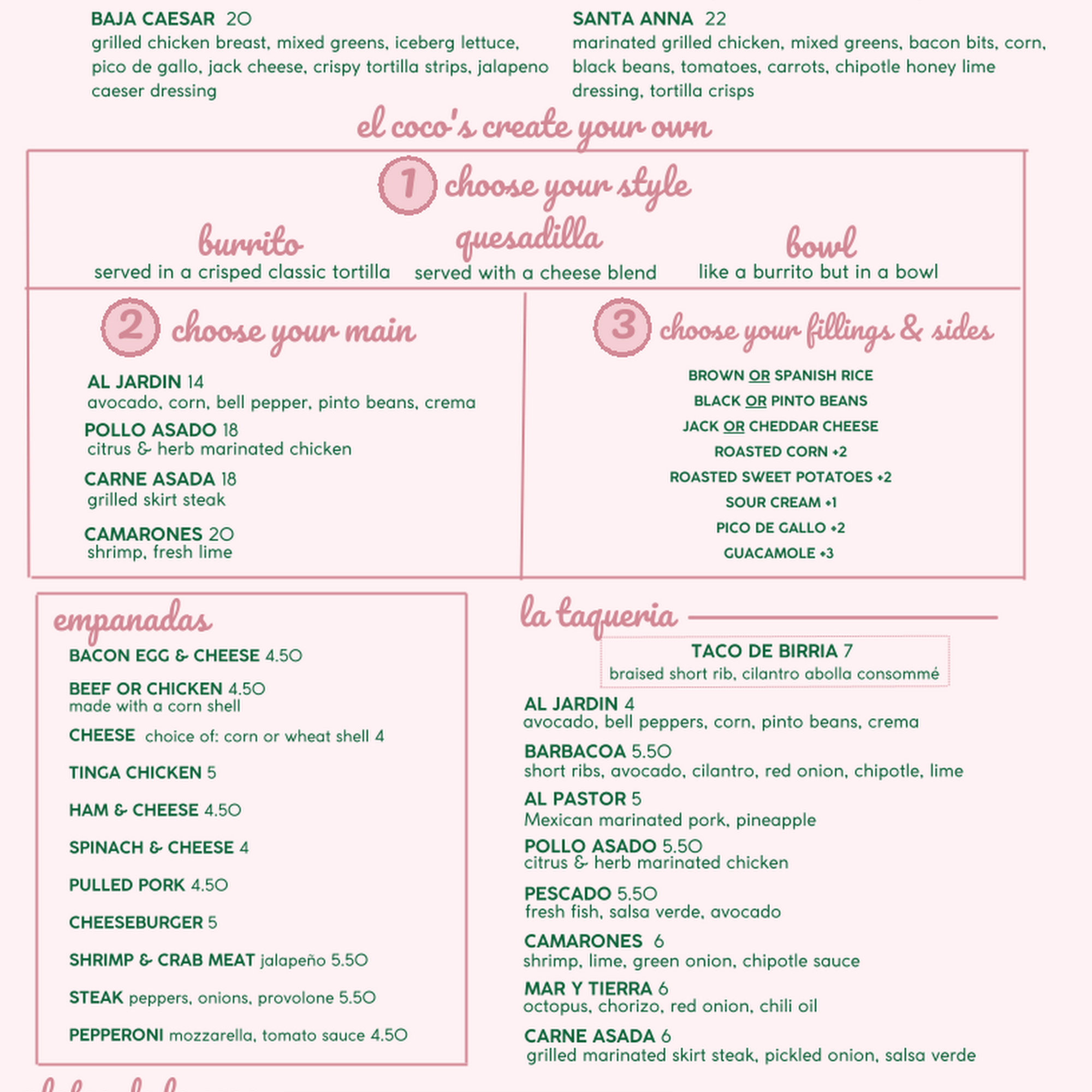 El Coco Menu