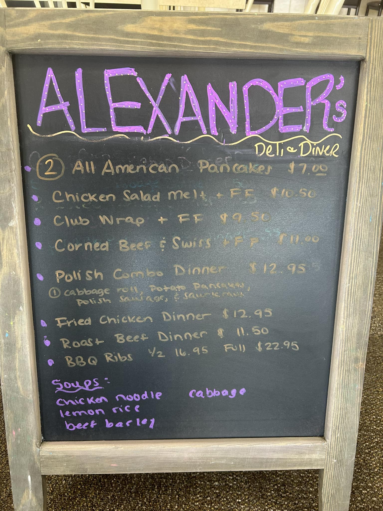 Alexander's Deli Menu