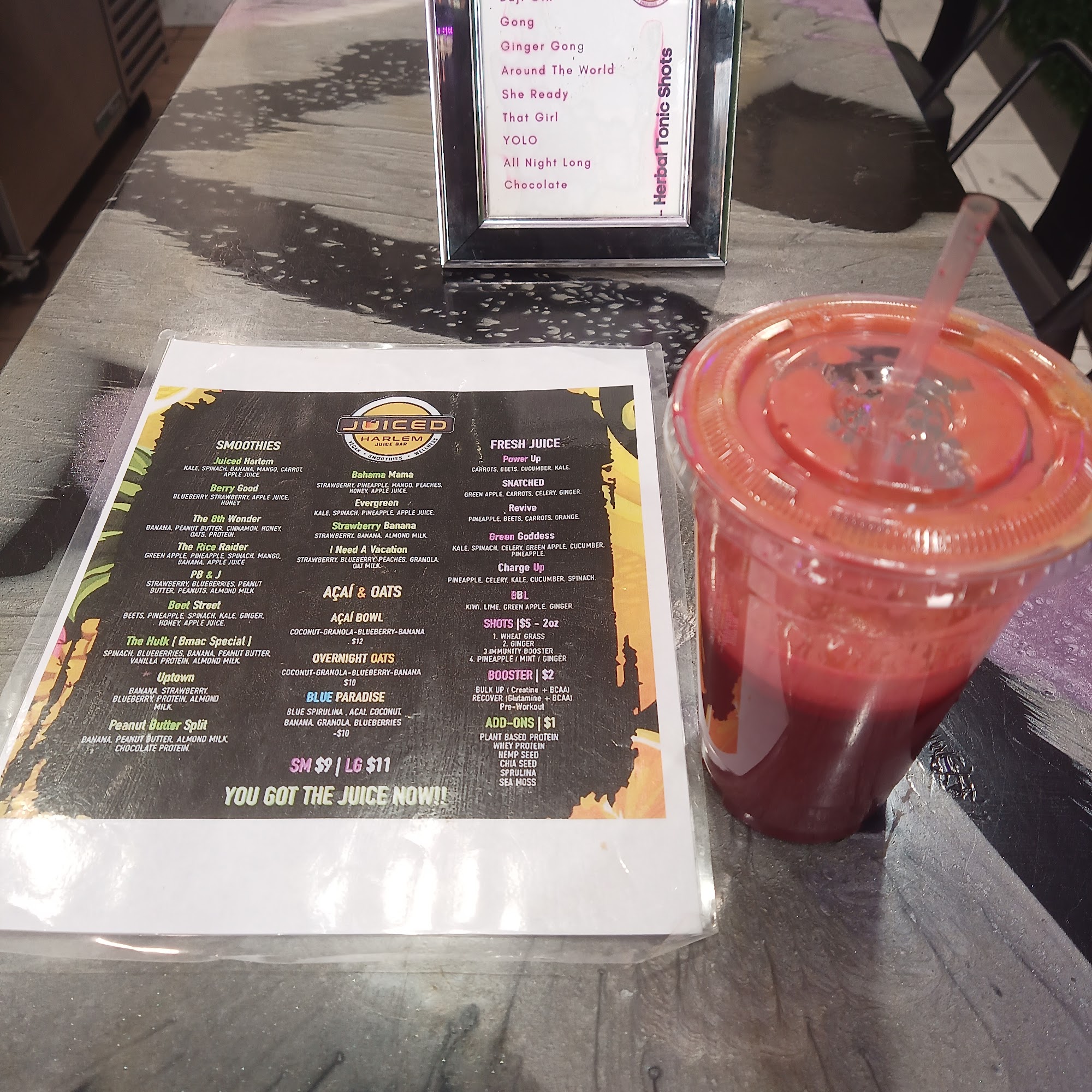 JUICED HARLEM Menu