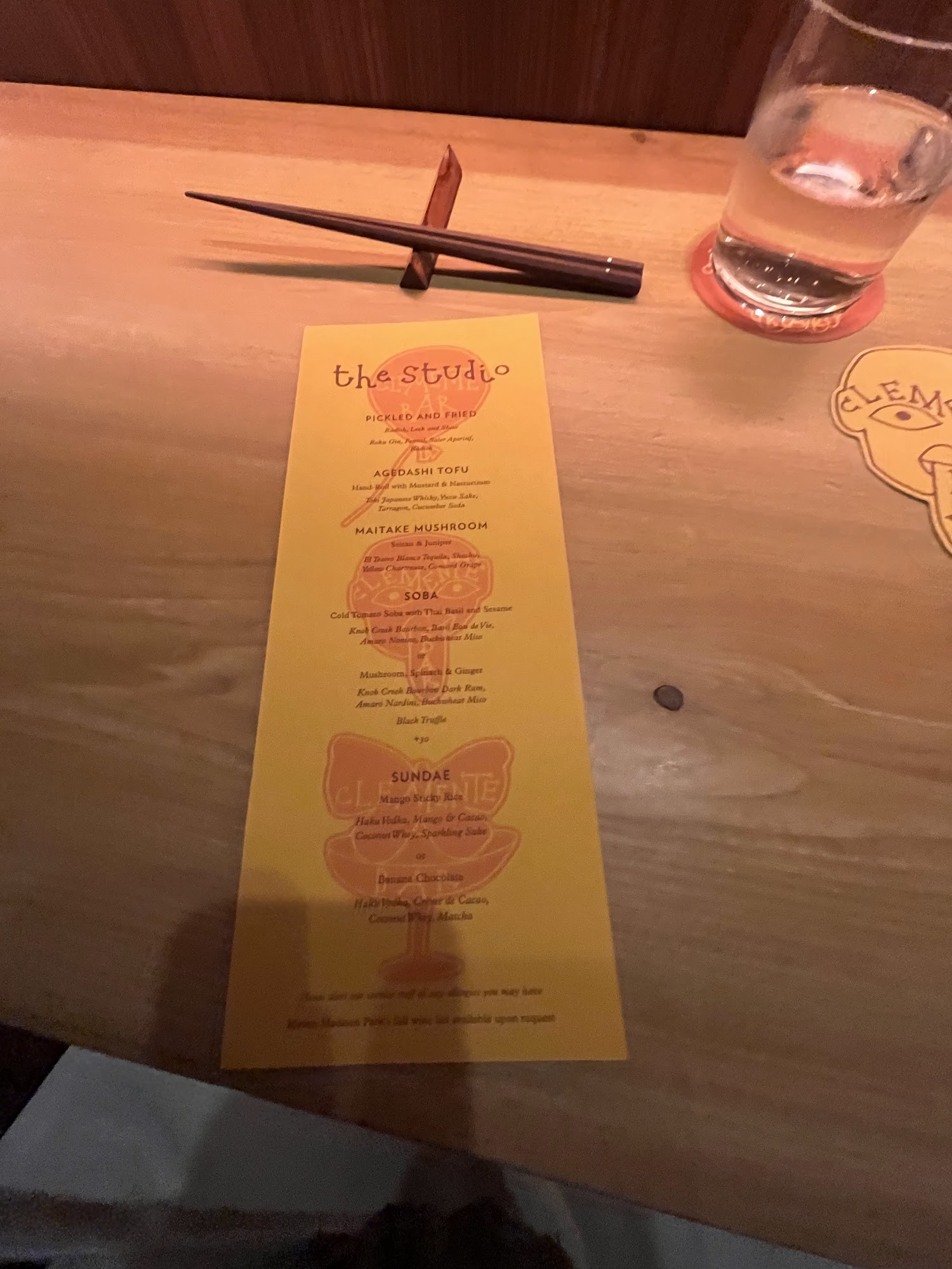 Clemente Bar Menu