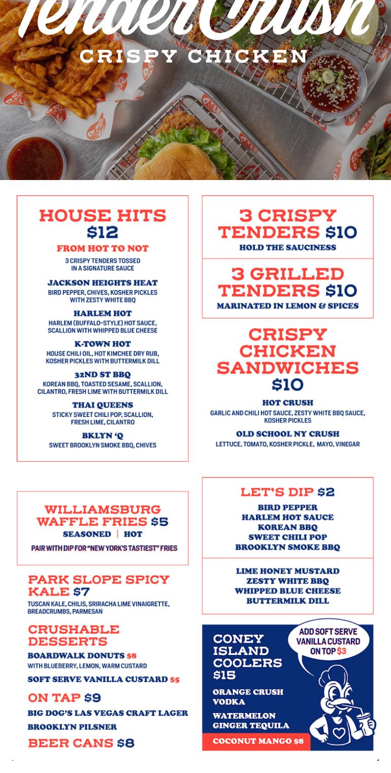 Tender Crush Menu