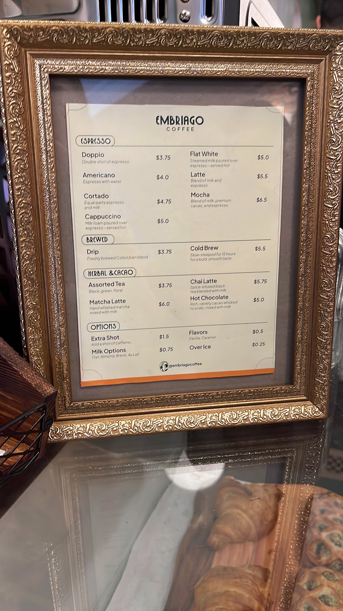 Embriago Coffee Menu