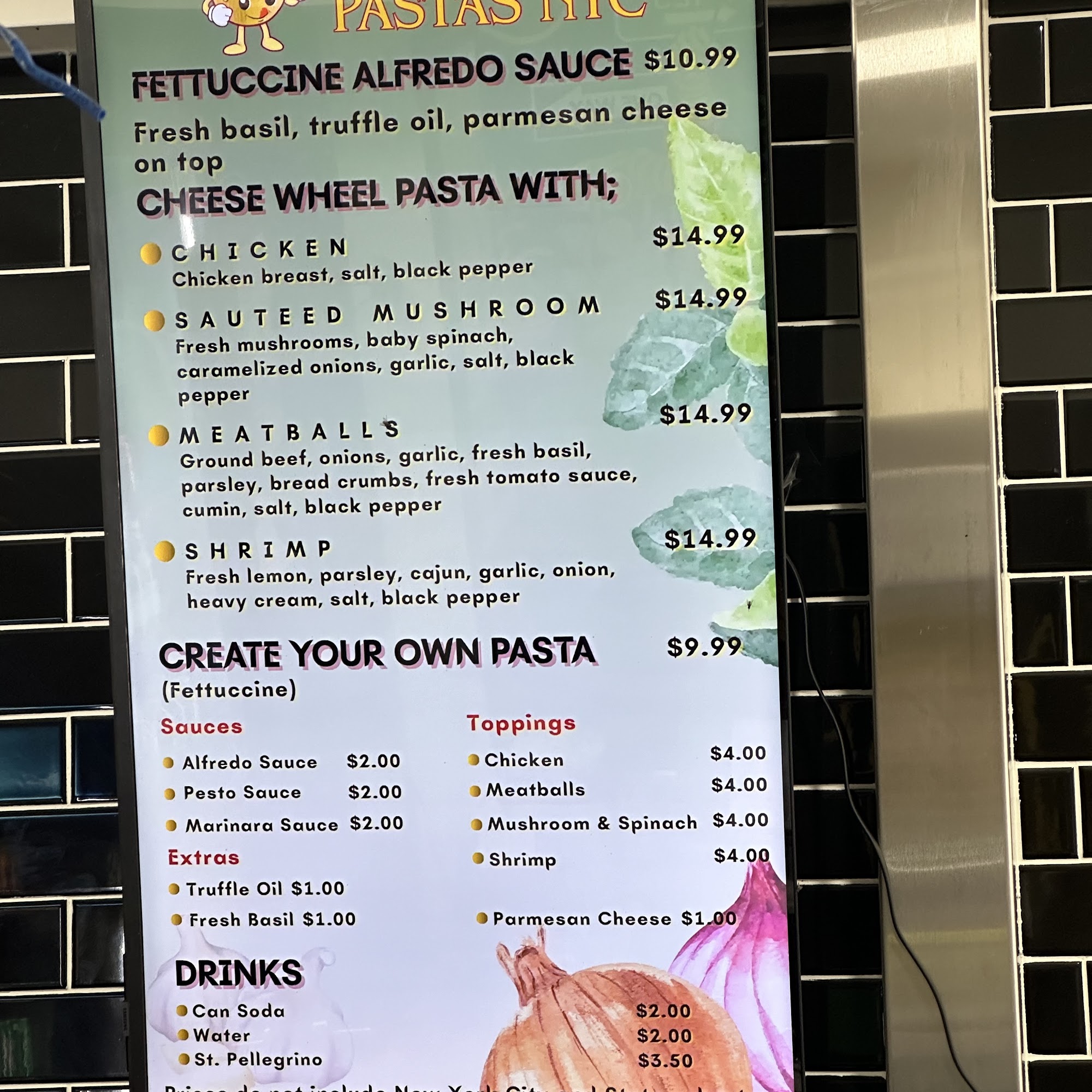 Cheese Wheel Pastas Menu