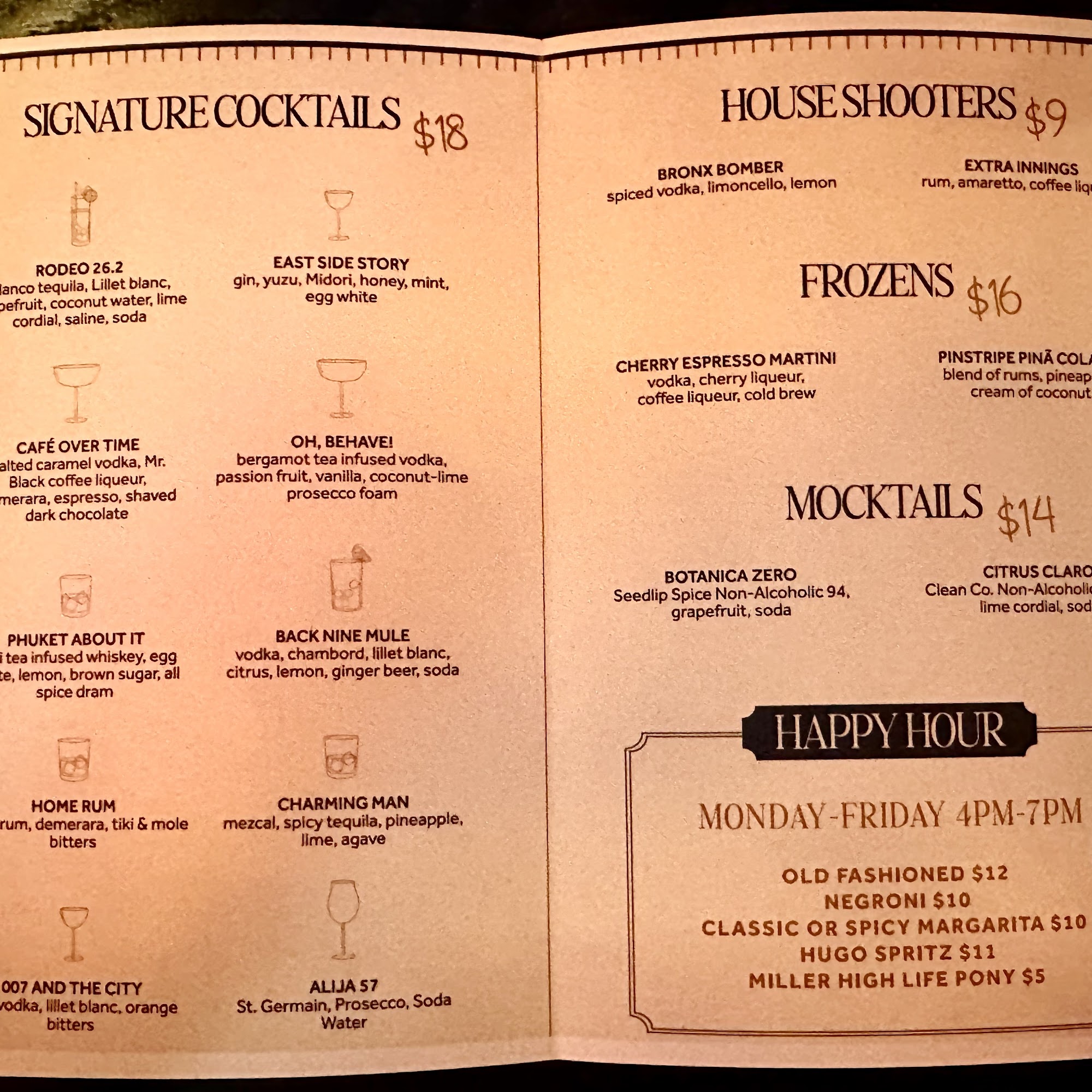Central Park Tavern Menu