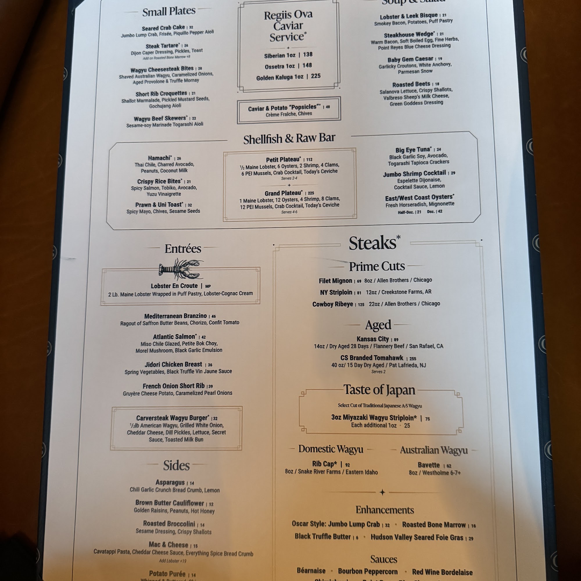 Carversteak Menu