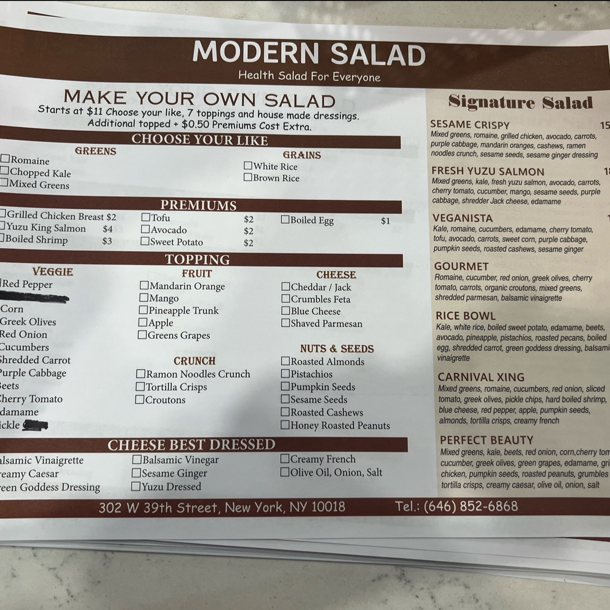 Modern Tea • Salad Menu