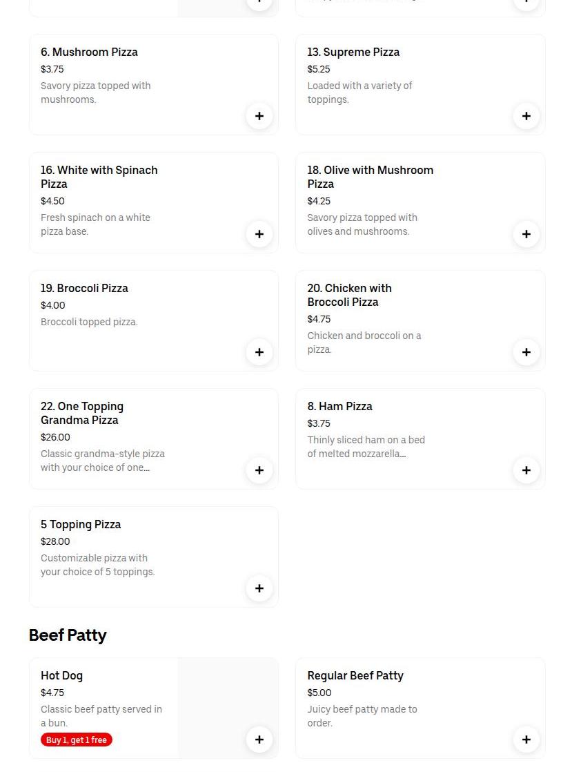 MR Pizza Menu