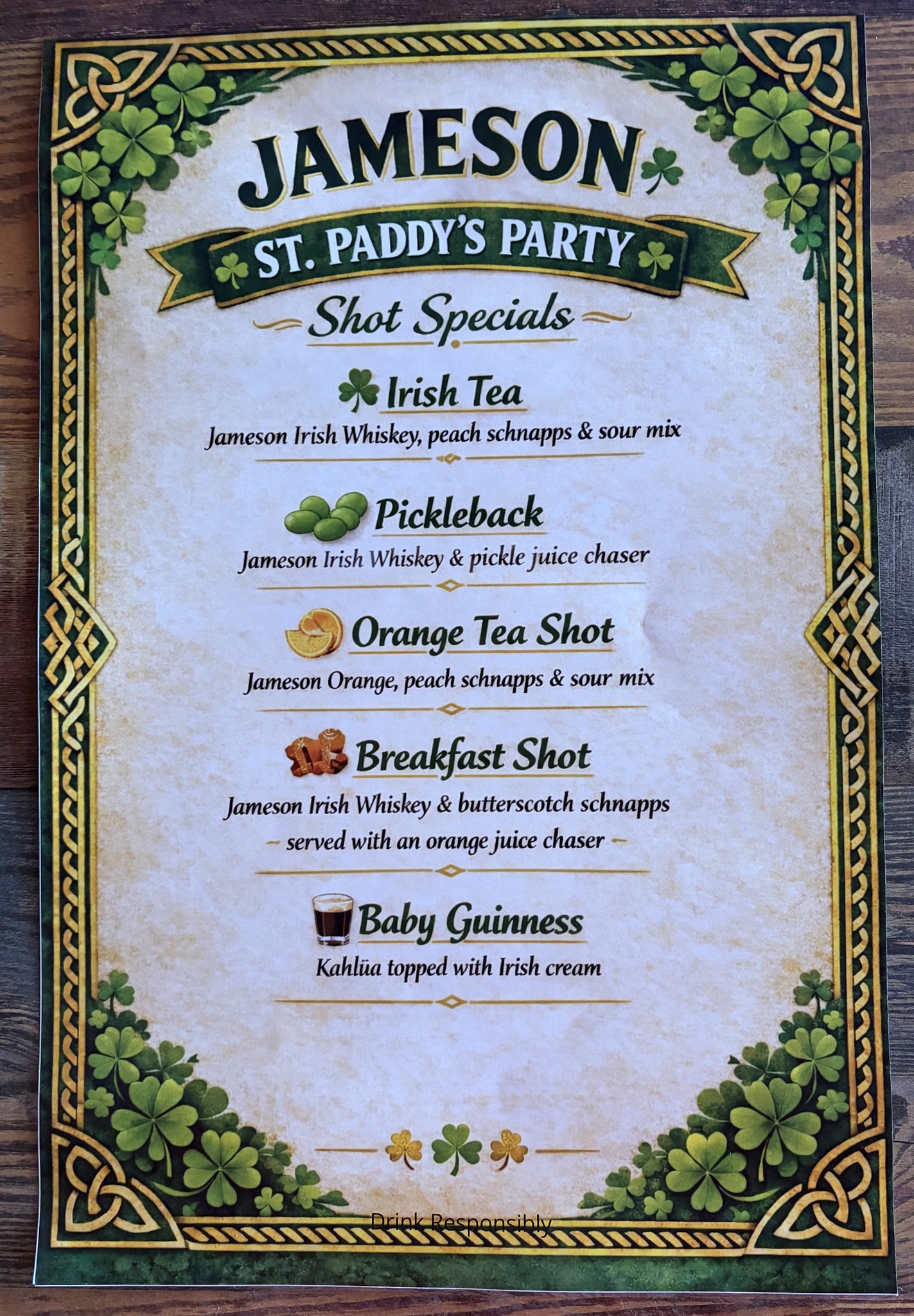 The Fox's Den Menu