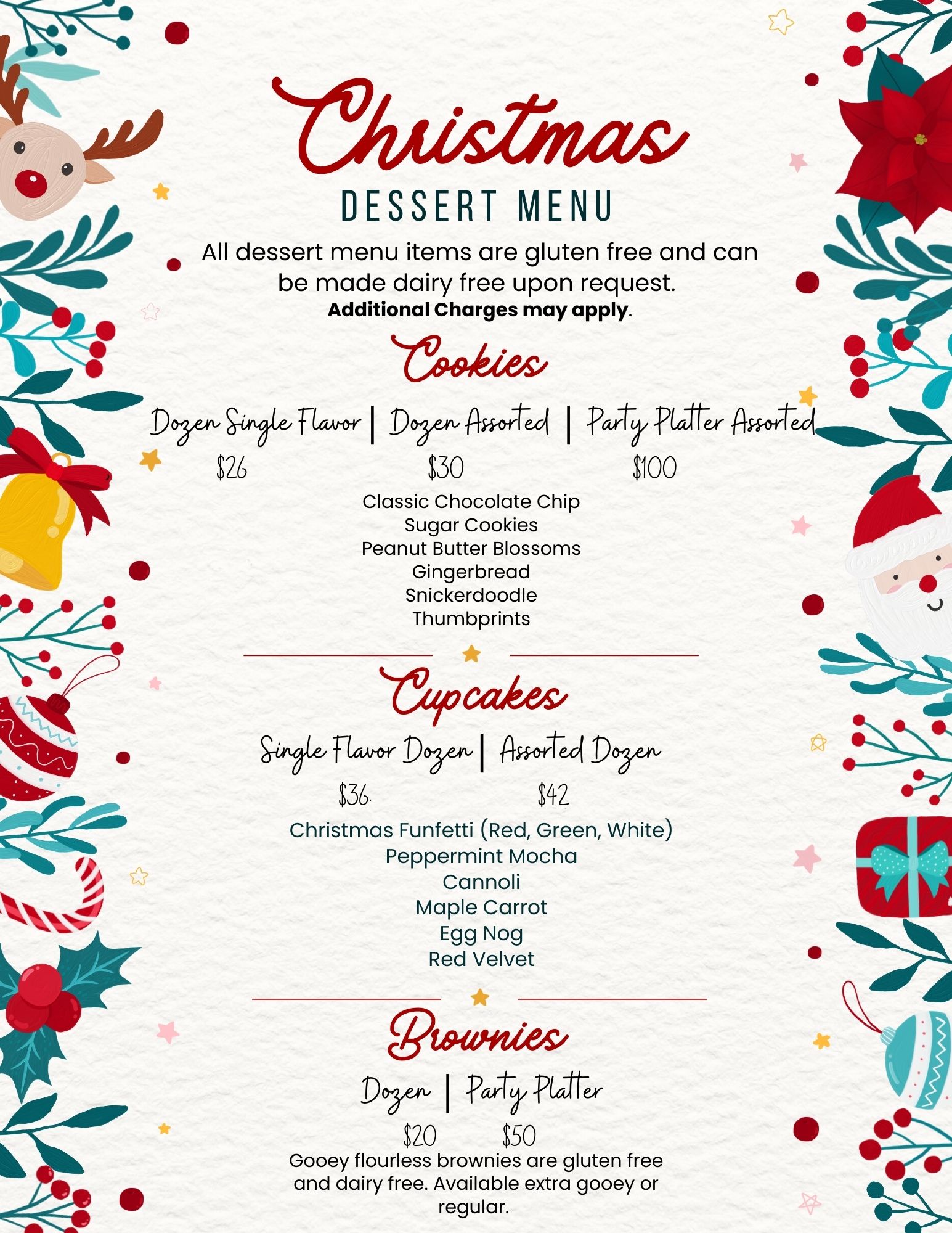 Rising Above Bakery Menu