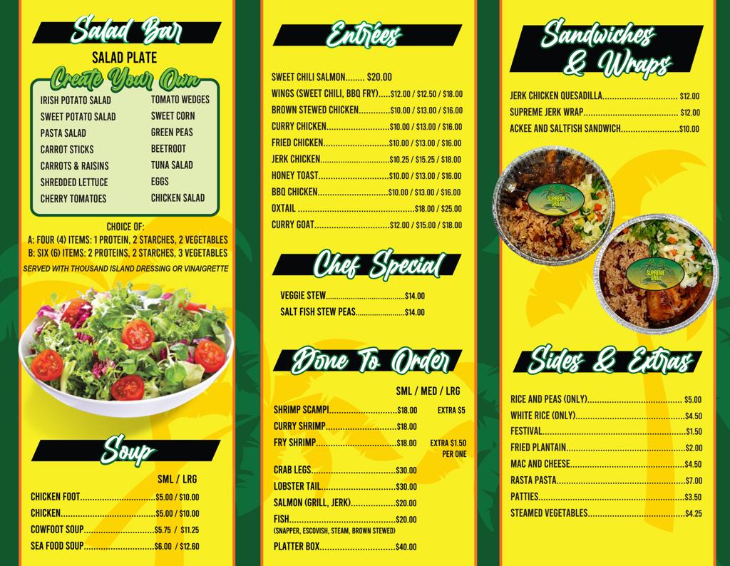 Supreme Grill Menu