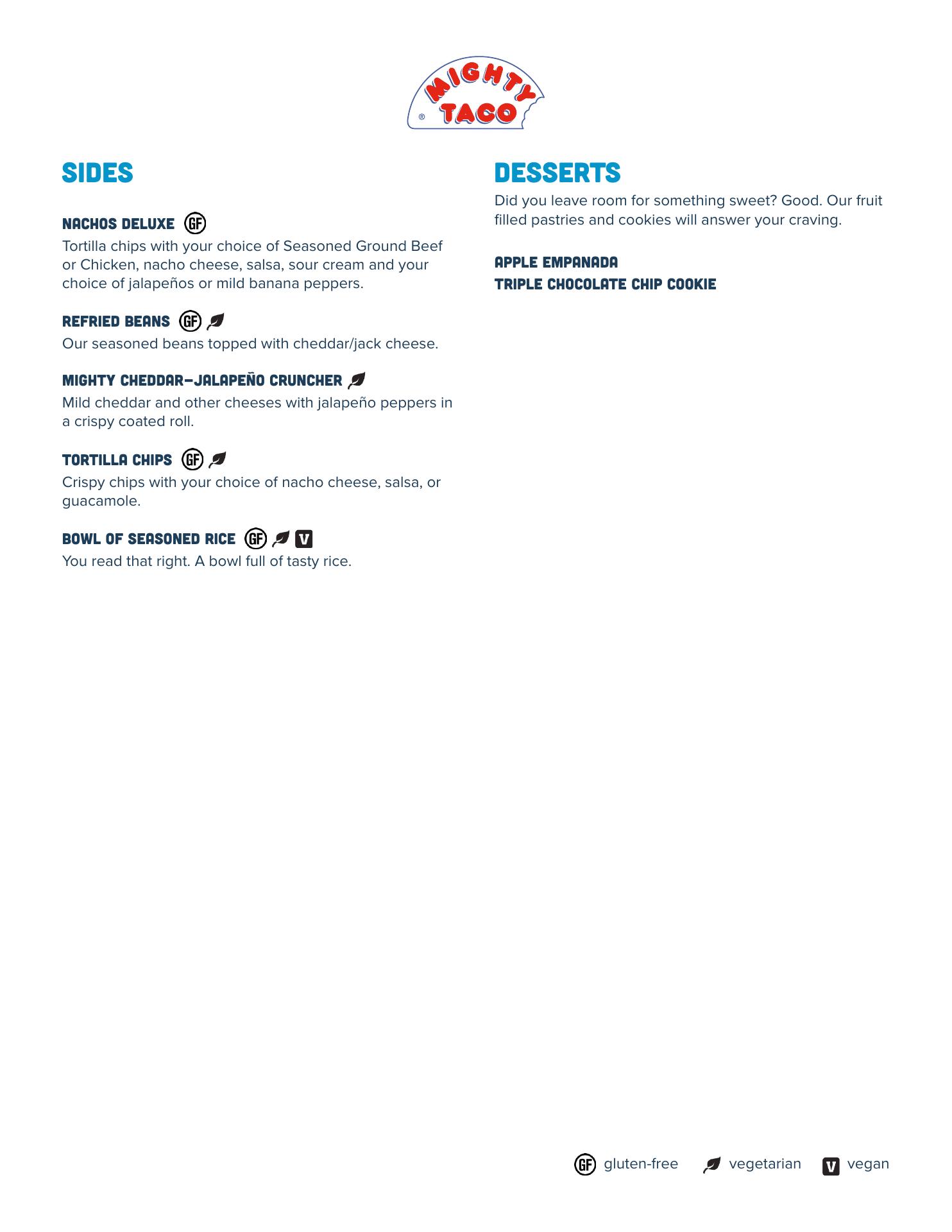 Mighty Taco Menu