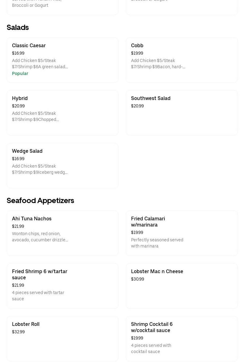 The 19th Hole Indoor Golf Menu