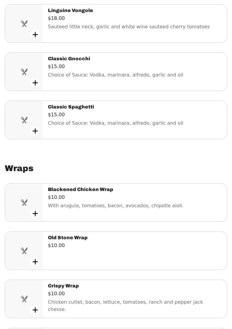 Old stone pizzeria restaurant Menu