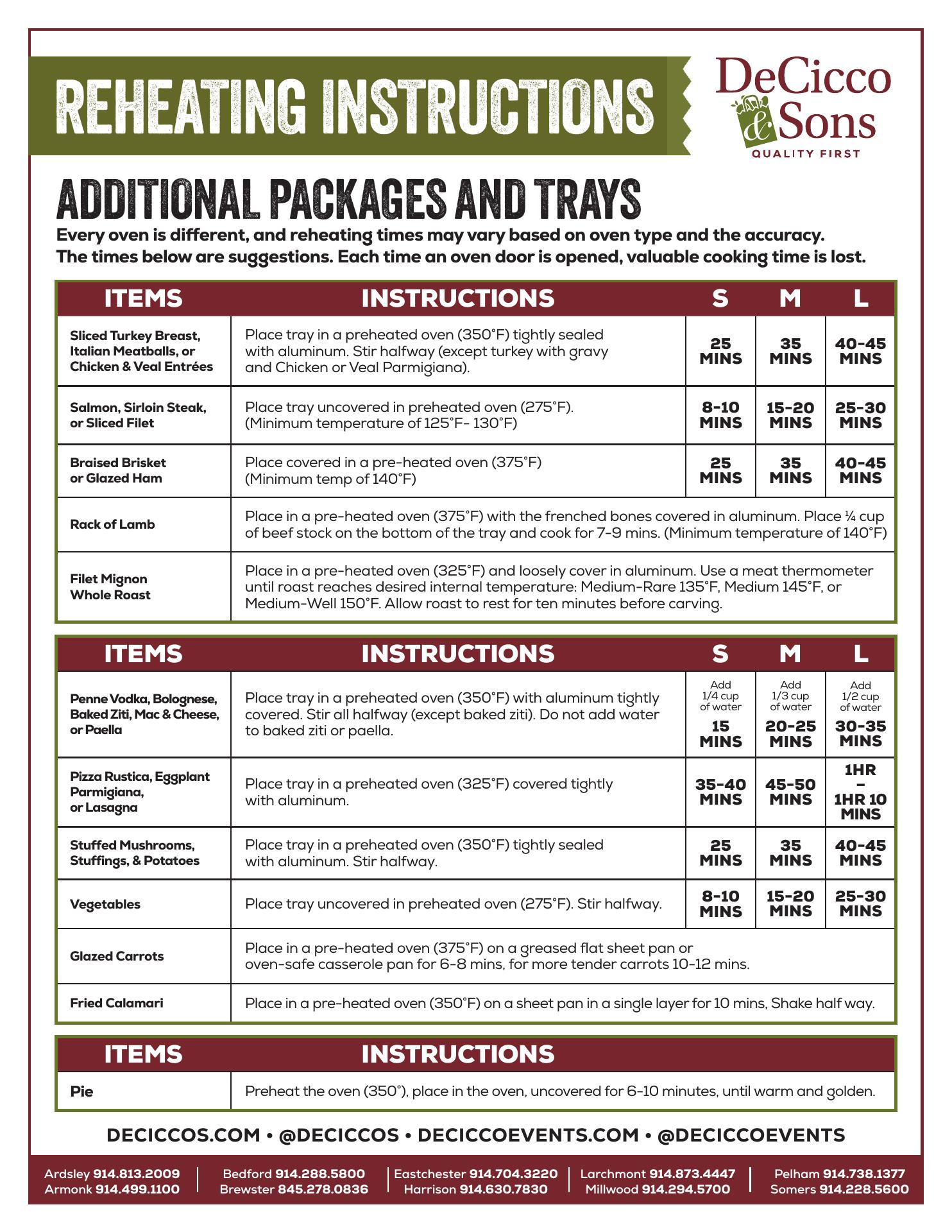 DeCicco & Sons Events and Catering Menu