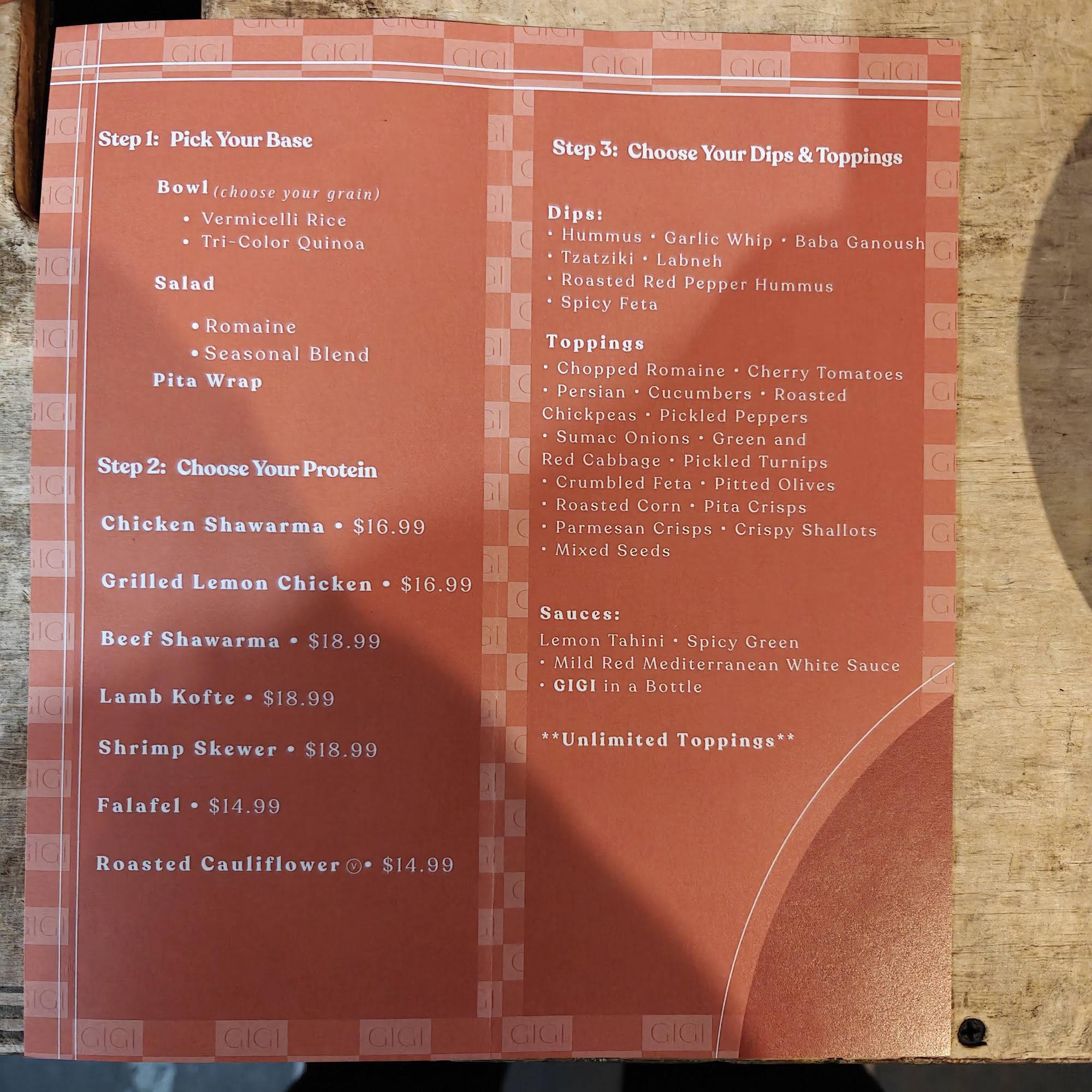 Gigi Mediterranean Counter Menu