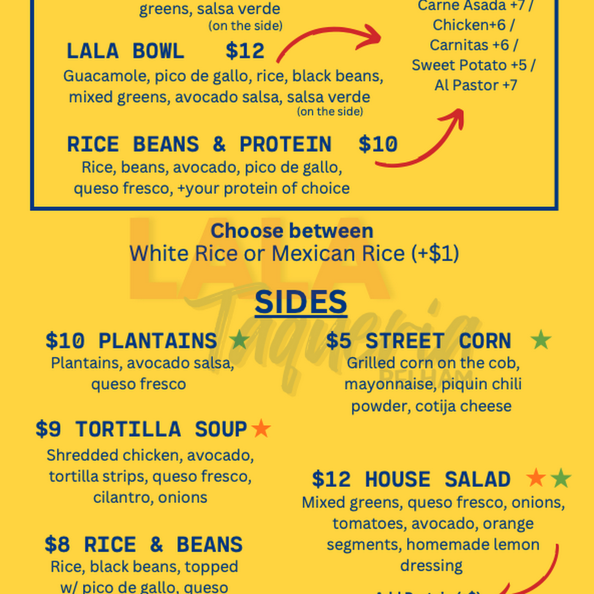 La La Taqueria Menu