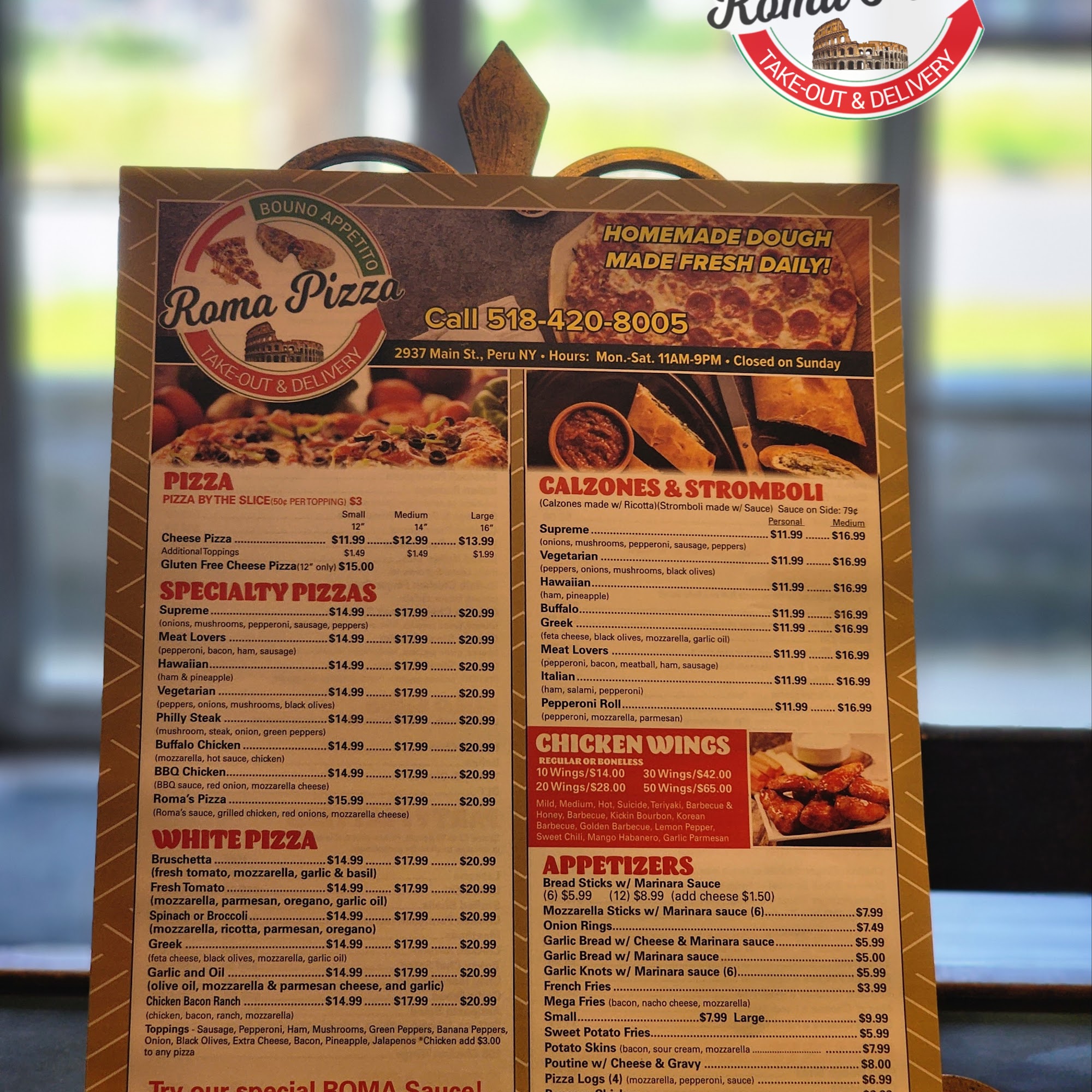 Roma Pizza Menu