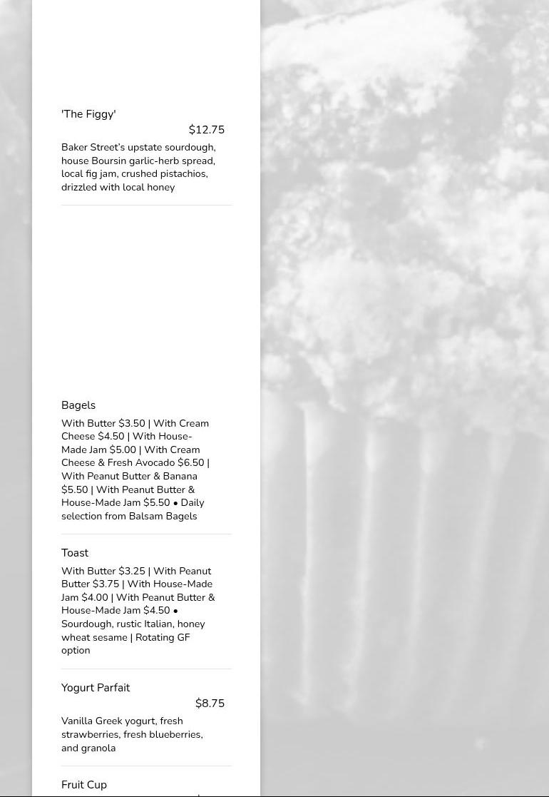 Collier’s Cafe Menu