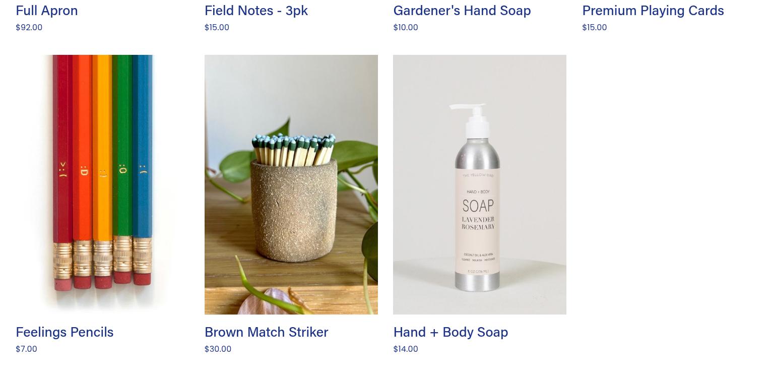 Canvas + Clothier Menu