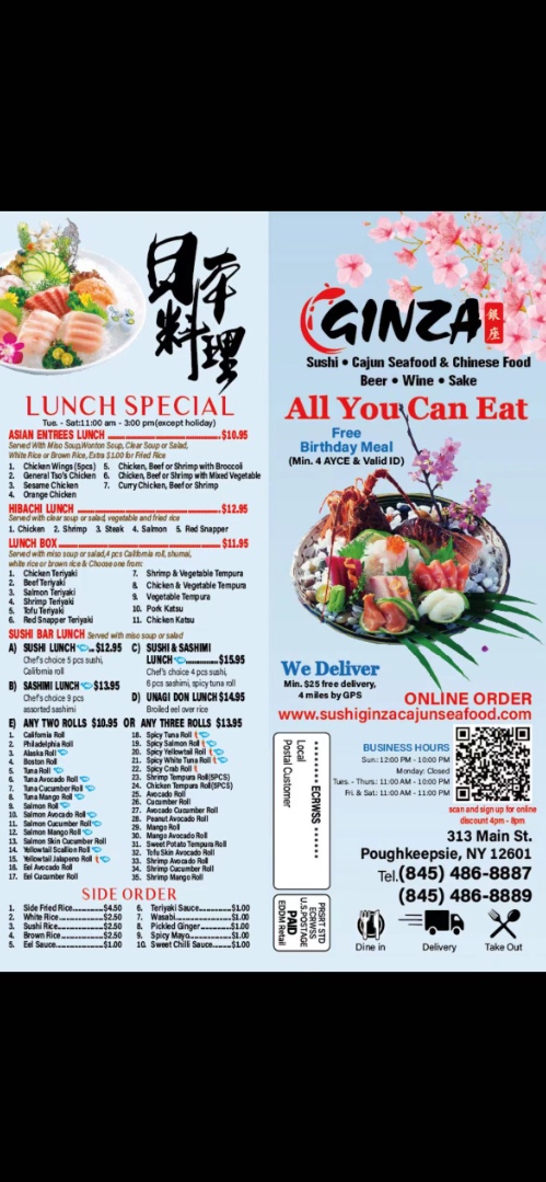 Ginza sushi & Cajun seafood Menu