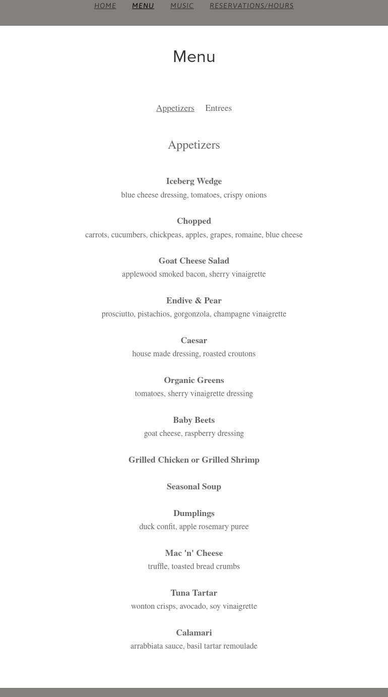 North Star Menu
