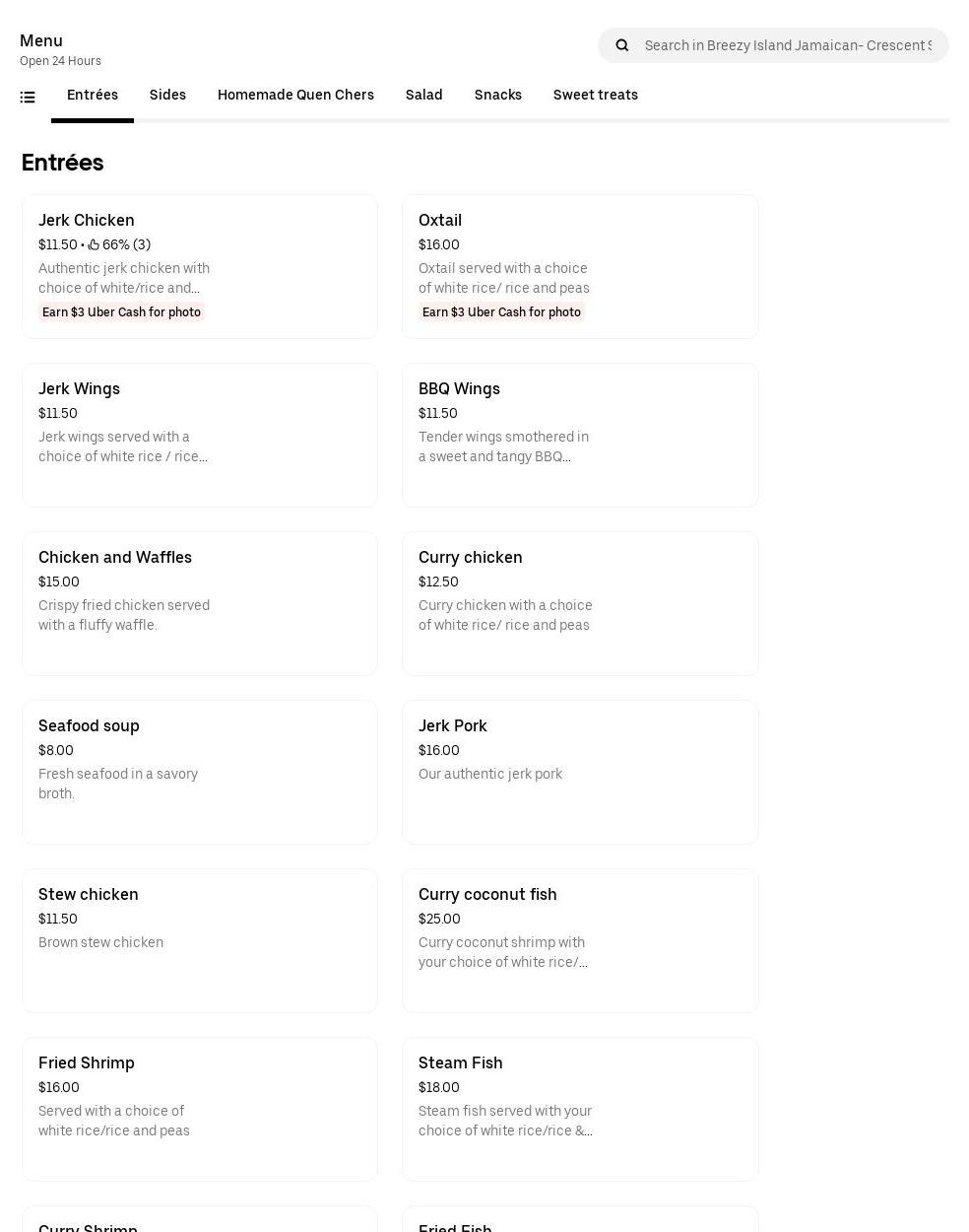 Breezy Island Jamaican Menu