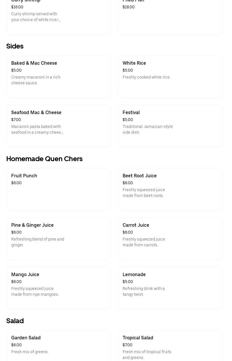 Breezy Island Jamaican Menu