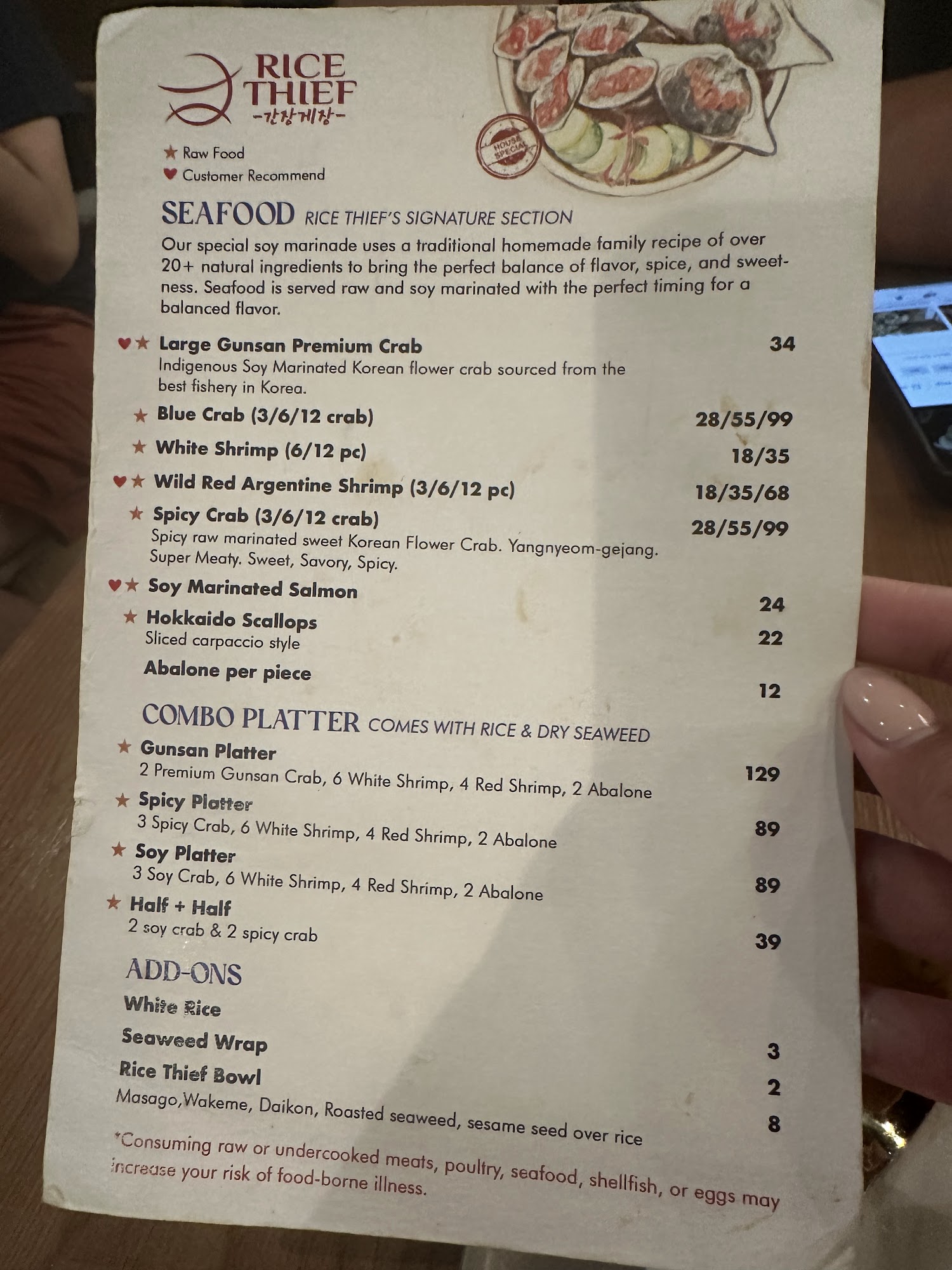 Rice Thief Menu