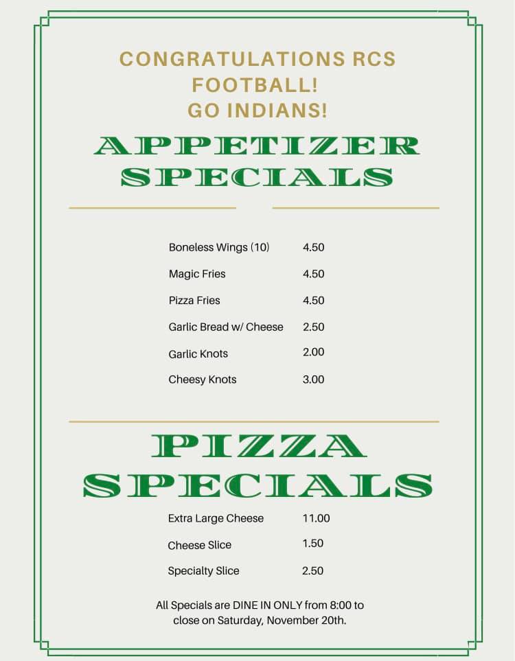 The Village Pizzeria Menu